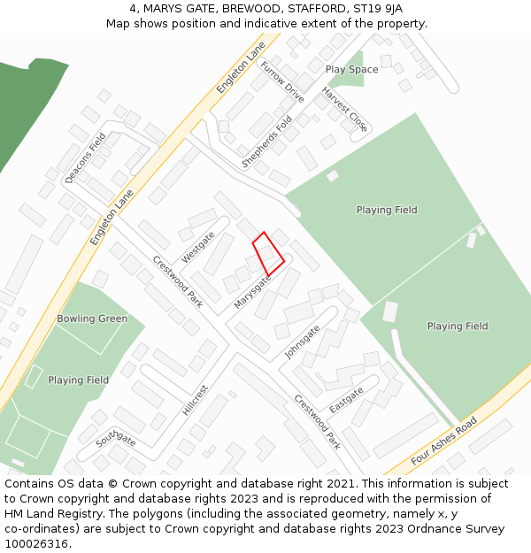 4, MARYS GATE, BREWOOD, STAFFORD, ST19 9JA: Location map and indicative extent of plot