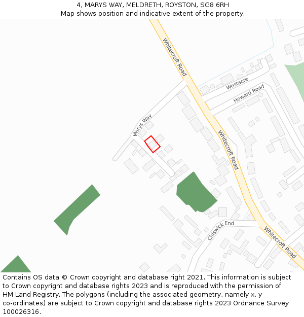 4, MARYS WAY, MELDRETH, ROYSTON, SG8 6RH: Location map and indicative extent of plot