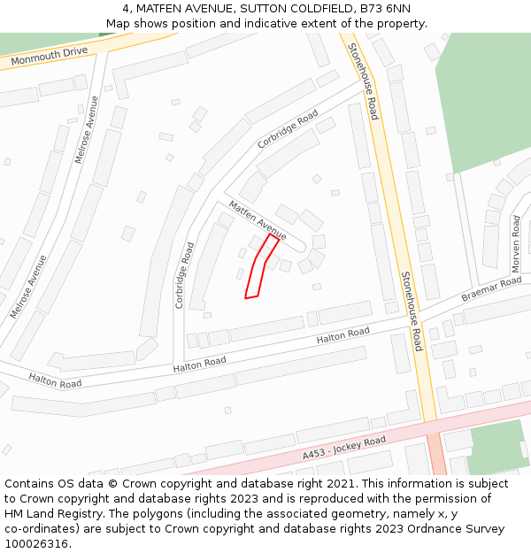 4, MATFEN AVENUE, SUTTON COLDFIELD, B73 6NN: Location map and indicative extent of plot