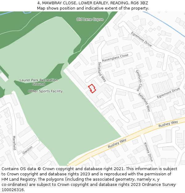 4, MAWBRAY CLOSE, LOWER EARLEY, READING, RG6 3BZ: Location map and indicative extent of plot