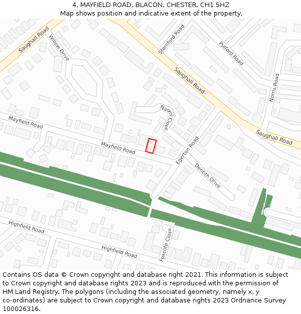 4, MAYFIELD ROAD, BLACON, CHESTER, CH1 5HZ: Location map and indicative extent of plot