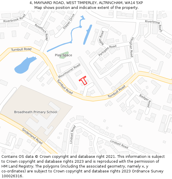 4, MAYNARD ROAD, WEST TIMPERLEY, ALTRINCHAM, WA14 5XP: Location map and indicative extent of plot