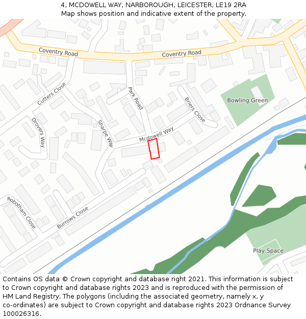 4, MCDOWELL WAY, NARBOROUGH, LEICESTER, LE19 2RA: Location map and indicative extent of plot