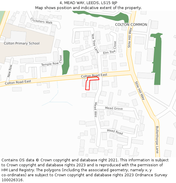 4, MEAD WAY, LEEDS, LS15 9JP: Location map and indicative extent of plot