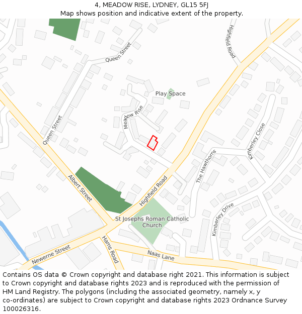 4, MEADOW RISE, LYDNEY, GL15 5FJ: Location map and indicative extent of plot