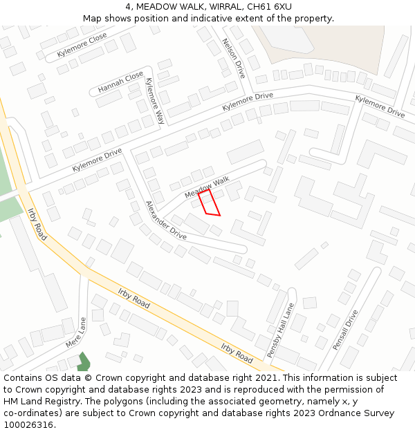 4, MEADOW WALK, WIRRAL, CH61 6XU: Location map and indicative extent of plot