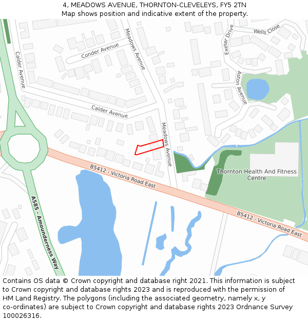 4, MEADOWS AVENUE, THORNTON-CLEVELEYS, FY5 2TN: Location map and indicative extent of plot