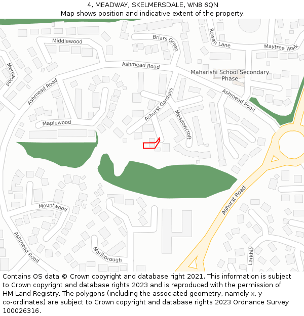 4, MEADWAY, SKELMERSDALE, WN8 6QN: Location map and indicative extent of plot