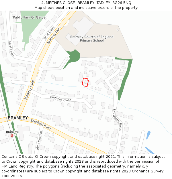 4, MEITNER CLOSE, BRAMLEY, TADLEY, RG26 5NQ: Location map and indicative extent of plot