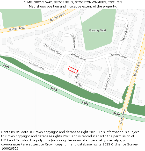 4, MELGROVE WAY, SEDGEFIELD, STOCKTON-ON-TEES, TS21 2JN: Location map and indicative extent of plot