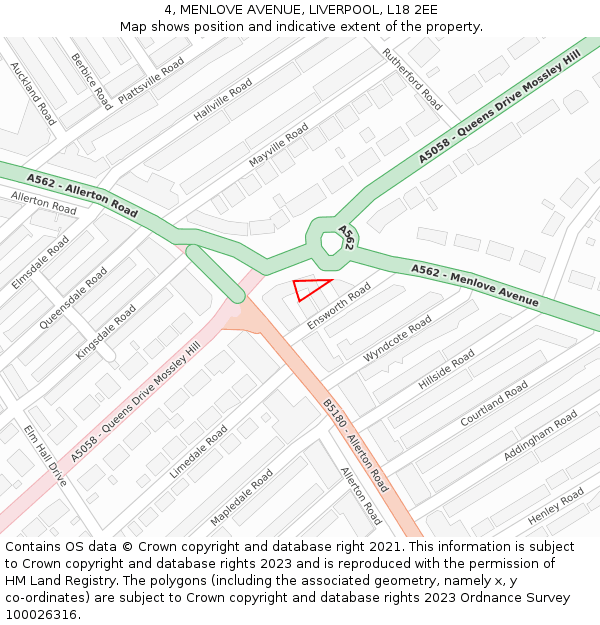 4, MENLOVE AVENUE, LIVERPOOL, L18 2EE: Location map and indicative extent of plot