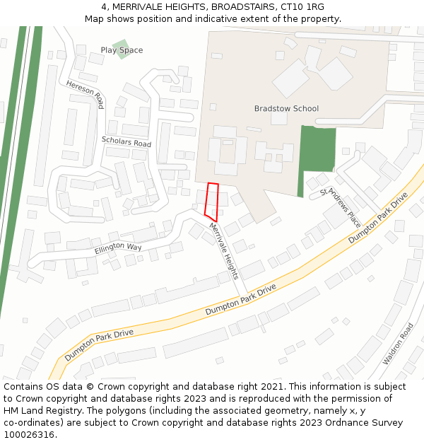 4, MERRIVALE HEIGHTS, BROADSTAIRS, CT10 1RG: Location map and indicative extent of plot