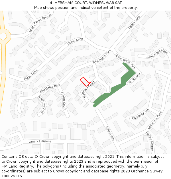 4, MERSHAM COURT, WIDNES, WA8 9AT: Location map and indicative extent of plot