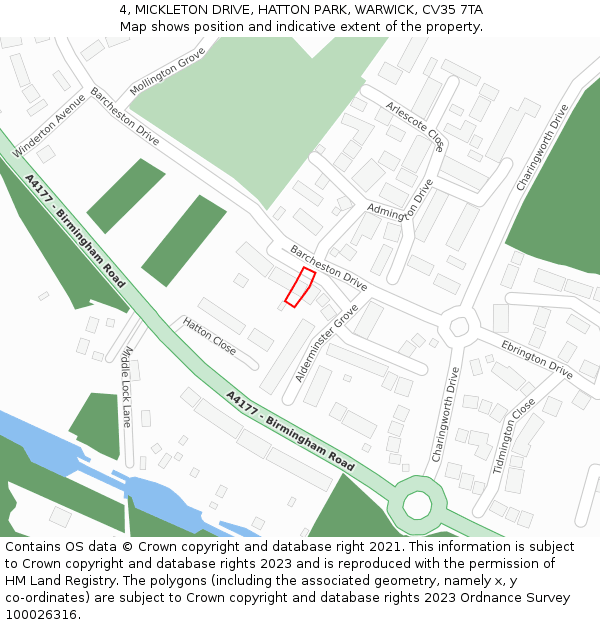 4, MICKLETON DRIVE, HATTON PARK, WARWICK, CV35 7TA: Location map and indicative extent of plot
