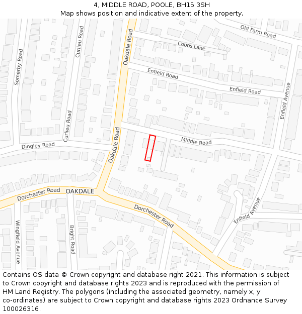 4, MIDDLE ROAD, POOLE, BH15 3SH: Location map and indicative extent of plot