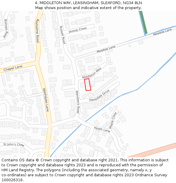 4, MIDDLETON WAY, LEASINGHAM, SLEAFORD, NG34 8LN: Location map and indicative extent of plot