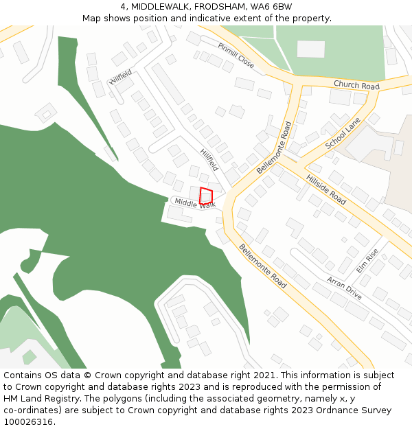 4, MIDDLEWALK, FRODSHAM, WA6 6BW: Location map and indicative extent of plot