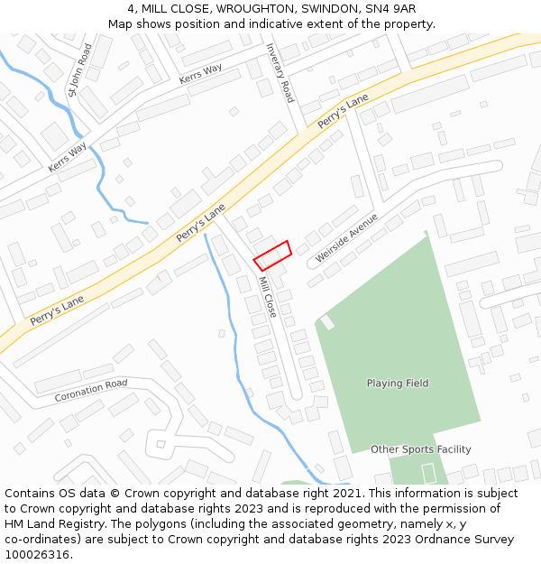 4, MILL CLOSE, WROUGHTON, SWINDON, SN4 9AR: Location map and indicative extent of plot