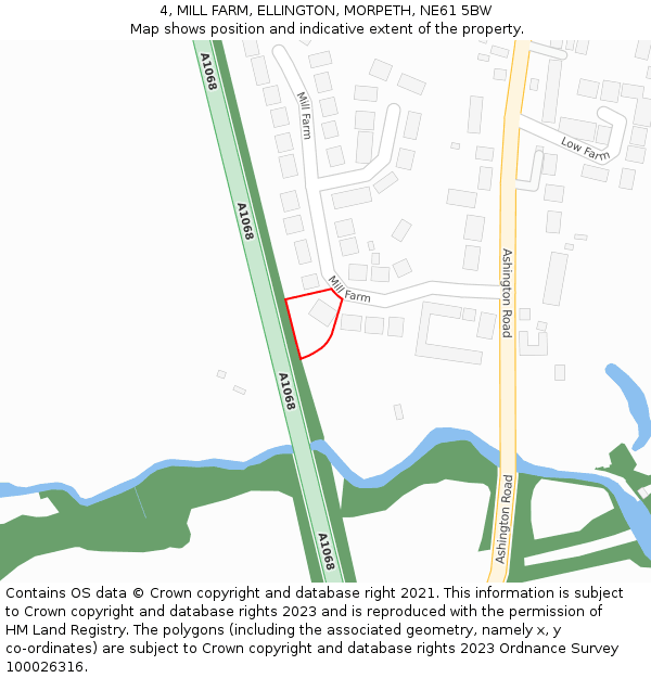 4, MILL FARM, ELLINGTON, MORPETH, NE61 5BW: Location map and indicative extent of plot