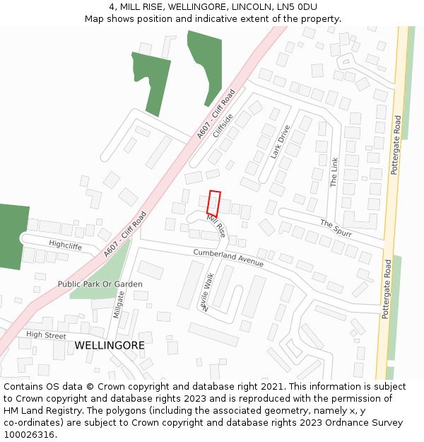 4, MILL RISE, WELLINGORE, LINCOLN, LN5 0DU: Location map and indicative extent of plot