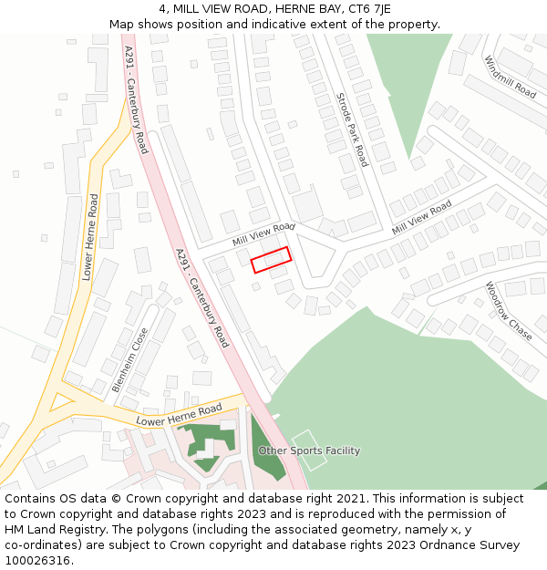 4, MILL VIEW ROAD, HERNE BAY, CT6 7JE: Location map and indicative extent of plot