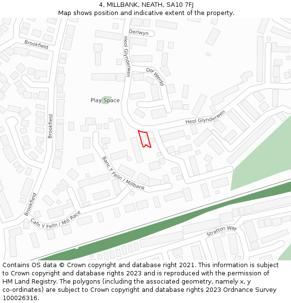 4, MILLBANK, NEATH, SA10 7FJ: Location map and indicative extent of plot
