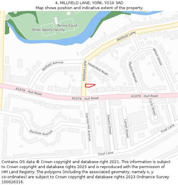 4, MILLFIELD LANE, YORK, YO10 3AD: Location map and indicative extent of plot