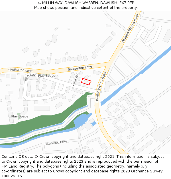 4, MILLIN WAY, DAWLISH WARREN, DAWLISH, EX7 0EP: Location map and indicative extent of plot