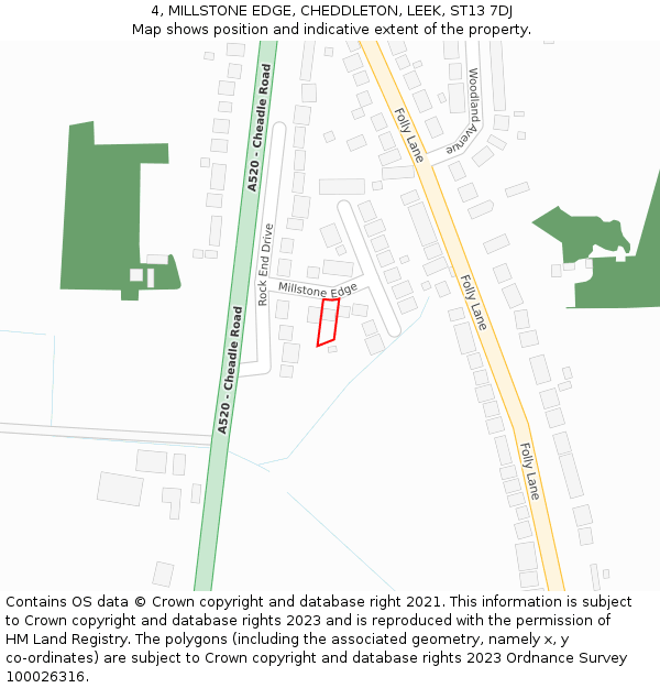 4, MILLSTONE EDGE, CHEDDLETON, LEEK, ST13 7DJ: Location map and indicative extent of plot