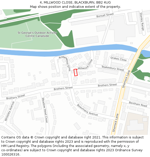 4, MILLWOOD CLOSE, BLACKBURN, BB2 4UG: Location map and indicative extent of plot