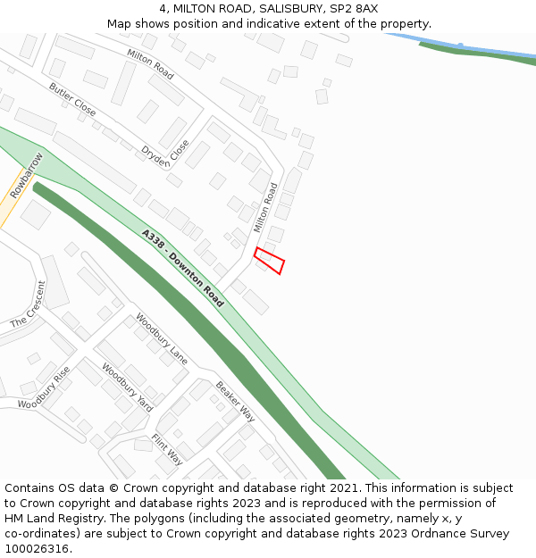4, MILTON ROAD, SALISBURY, SP2 8AX: Location map and indicative extent of plot