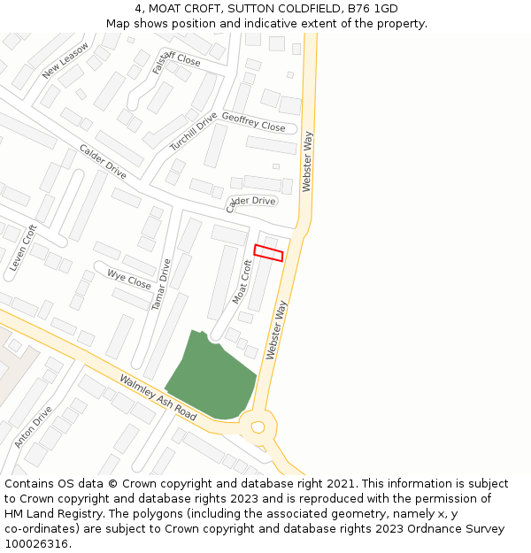 4, MOAT CROFT, SUTTON COLDFIELD, B76 1GD: Location map and indicative extent of plot