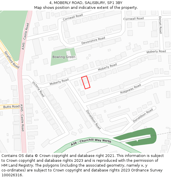 4, MOBERLY ROAD, SALISBURY, SP1 3BY: Location map and indicative extent of plot