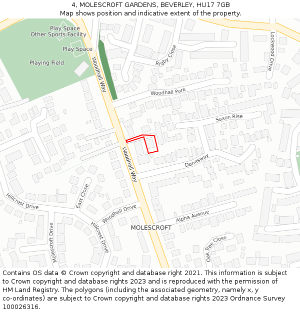 4, MOLESCROFT GARDENS, BEVERLEY, HU17 7GB: Location map and indicative extent of plot