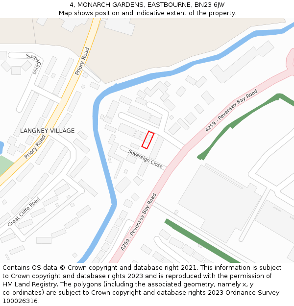 4, MONARCH GARDENS, EASTBOURNE, BN23 6JW: Location map and indicative extent of plot