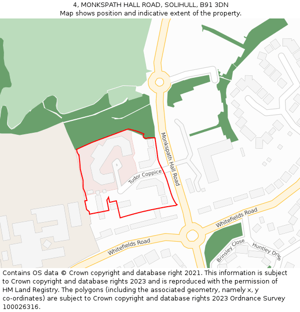 4, MONKSPATH HALL ROAD, SOLIHULL, B91 3DN: Location map and indicative extent of plot