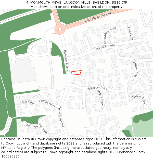 4, MONMOUTH MEWS, LANGDON HILLS, BASILDON, SS16 6TP: Location map and indicative extent of plot