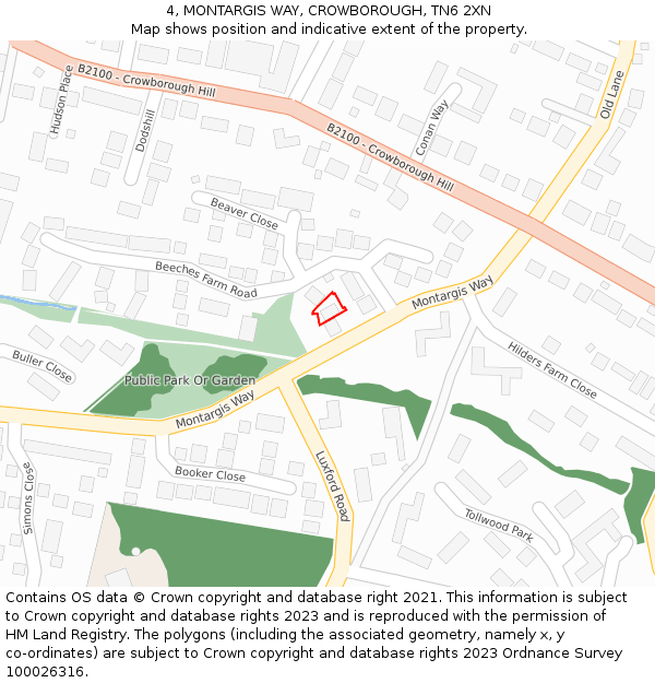 4, MONTARGIS WAY, CROWBOROUGH, TN6 2XN: Location map and indicative extent of plot