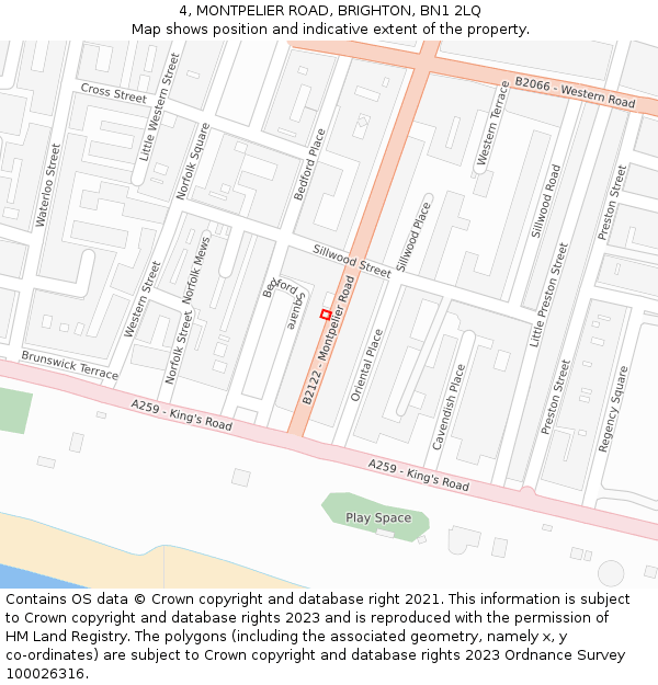 4, MONTPELIER ROAD, BRIGHTON, BN1 2LQ: Location map and indicative extent of plot