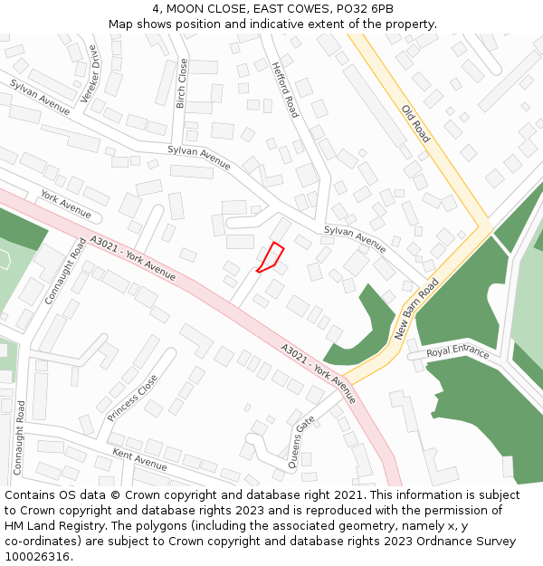 4, MOON CLOSE, EAST COWES, PO32 6PB: Location map and indicative extent of plot