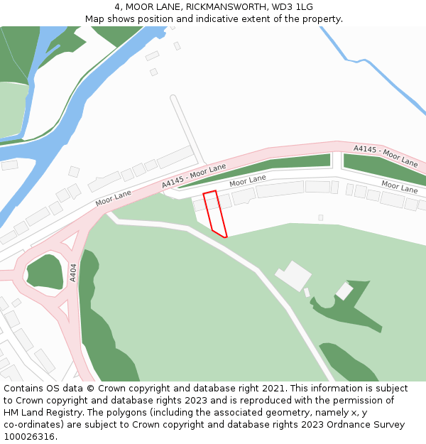 4, MOOR LANE, RICKMANSWORTH, WD3 1LG: Location map and indicative extent of plot