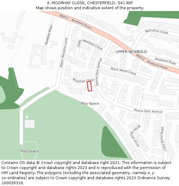 4, MOORHAY CLOSE, CHESTERFIELD, S41 8XF: Location map and indicative extent of plot
