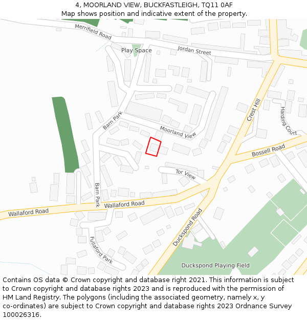 4, MOORLAND VIEW, BUCKFASTLEIGH, TQ11 0AF: Location map and indicative extent of plot