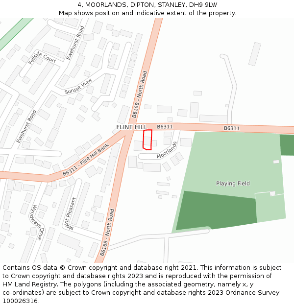 4, MOORLANDS, DIPTON, STANLEY, DH9 9LW: Location map and indicative extent of plot