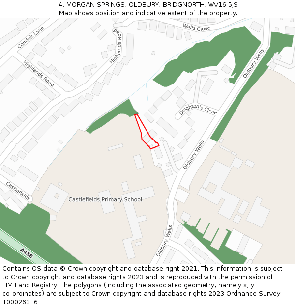 4, MORGAN SPRINGS, OLDBURY, BRIDGNORTH, WV16 5JS: Location map and indicative extent of plot