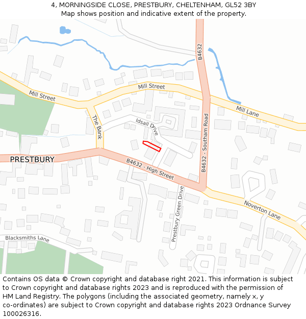 4, MORNINGSIDE CLOSE, PRESTBURY, CHELTENHAM, GL52 3BY: Location map and indicative extent of plot