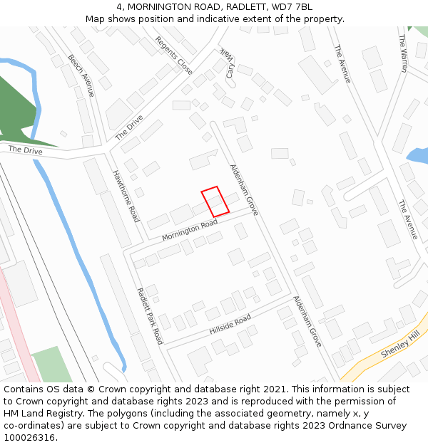 4, MORNINGTON ROAD, RADLETT, WD7 7BL: Location map and indicative extent of plot