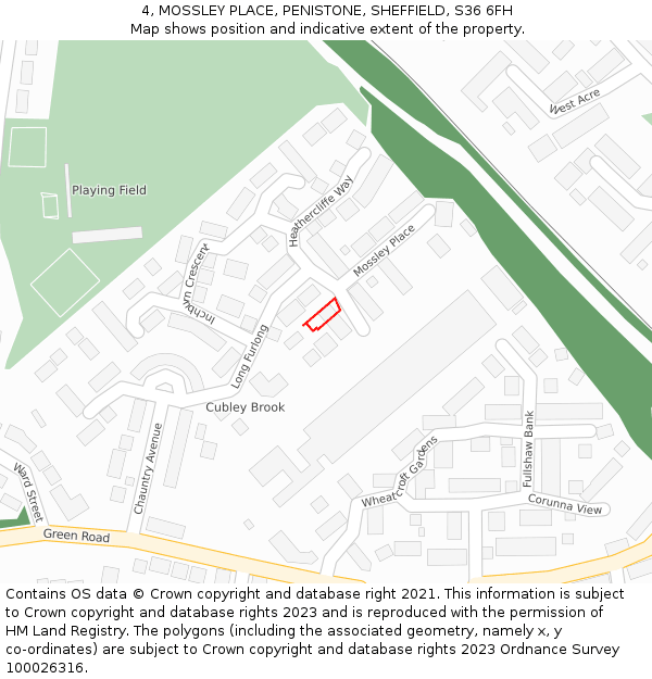 4, MOSSLEY PLACE, PENISTONE, SHEFFIELD, S36 6FH: Location map and indicative extent of plot