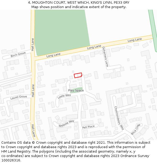 4, MOUGHTON COURT, WEST WINCH, KING'S LYNN, PE33 0RY: Location map and indicative extent of plot