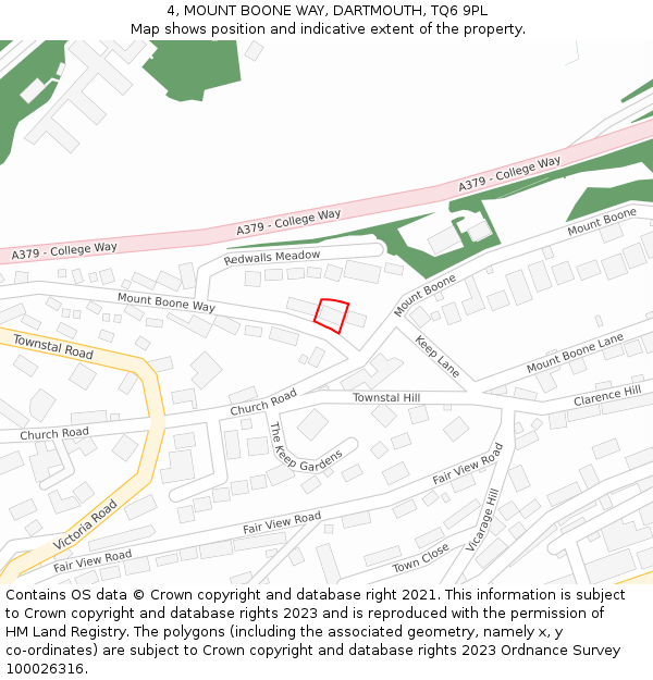 4, MOUNT BOONE WAY, DARTMOUTH, TQ6 9PL: Location map and indicative extent of plot